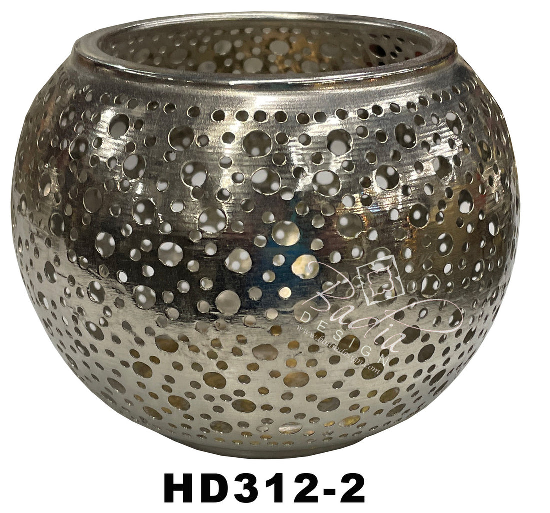 Silver Hand Punched Candle Holder
