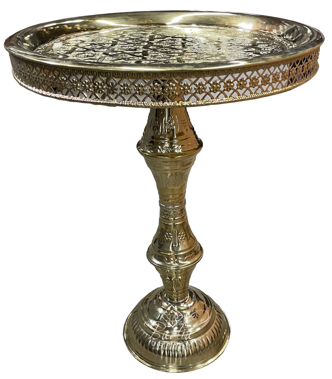 Silver Brass Engraved Table