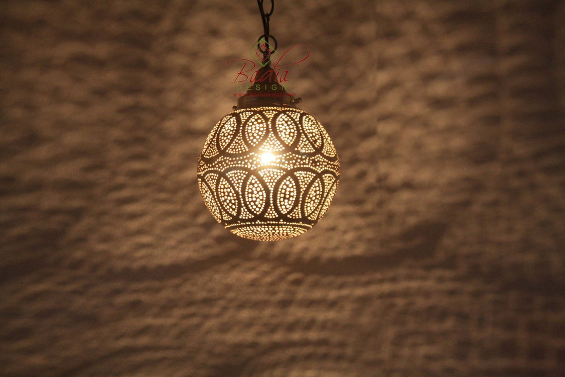 Round Intricately Designed Silver Lantern