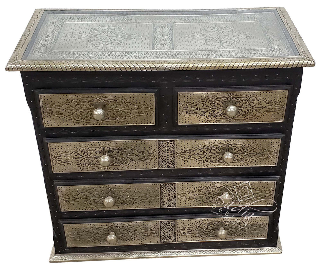 Carved Embossed Nickel Cabinet Dresser