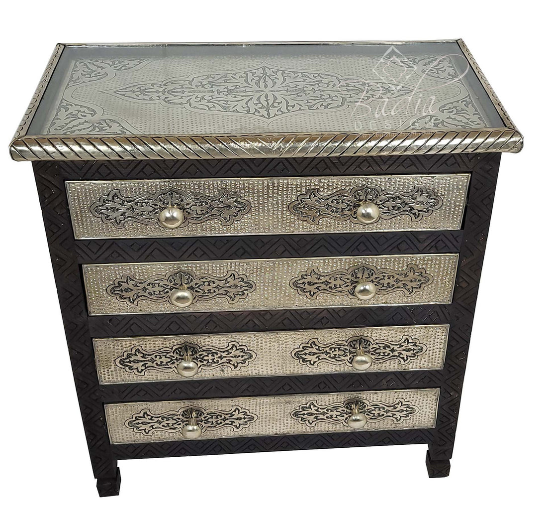 Embossed Nickel Cedar Wood Cabinet Dresser