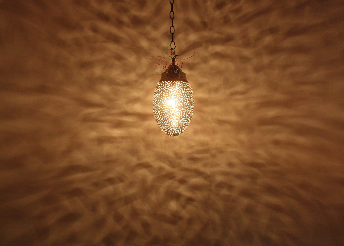 Silver Teardrop Shaped Pendant Light