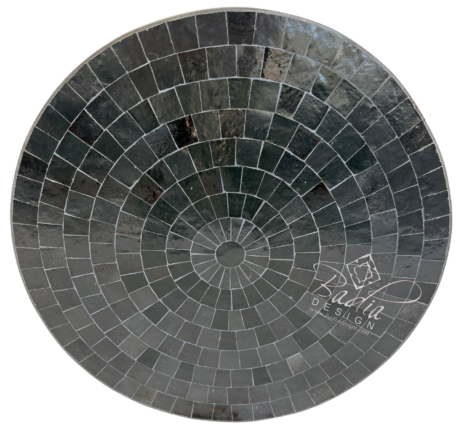 24" Round Solid Black Tile Table Top