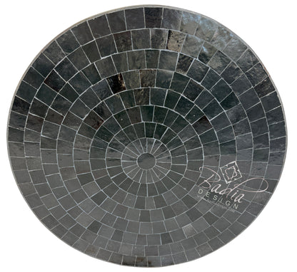 24" Round Solid Black Tile Table Top