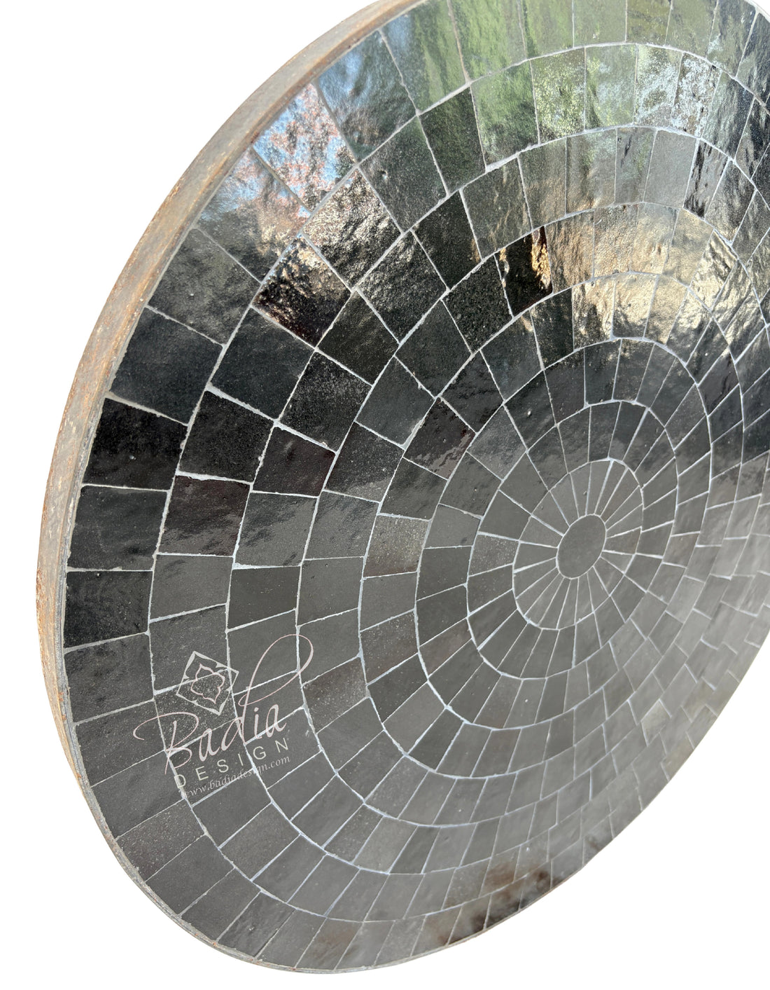 24" Round Solid Black Tile Table Top