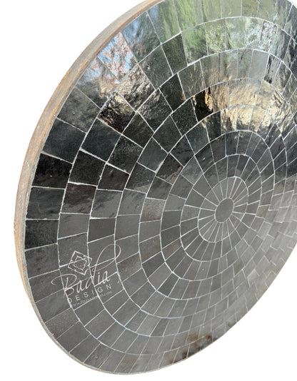 24" Round Solid Black Tile Table Top