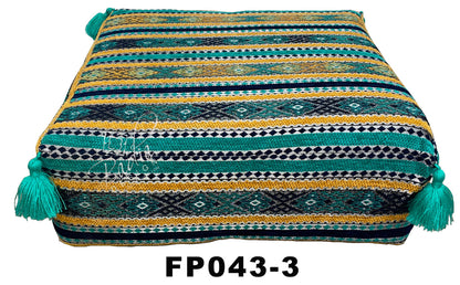 Square Kilim Ottoman with Tassels