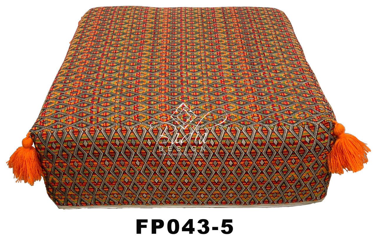 Square Kilim Ottoman with Tassels