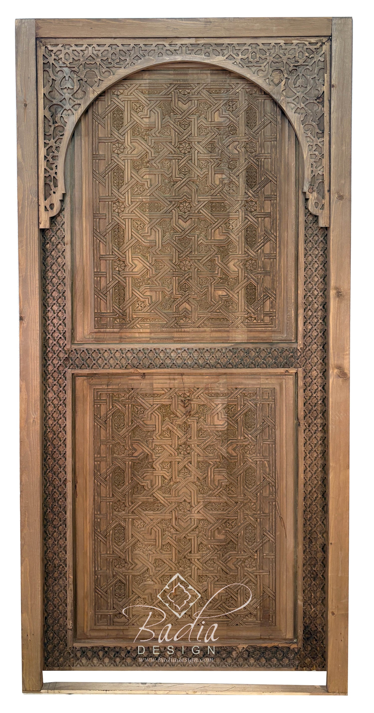 Stained Hand Carved Wooden Door