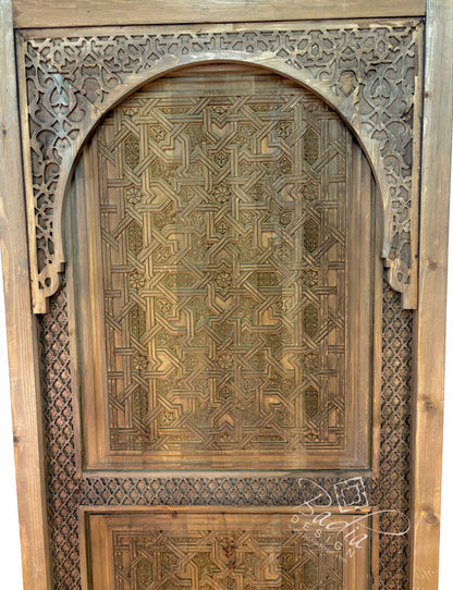 Stained Hand Carved Wooden Door