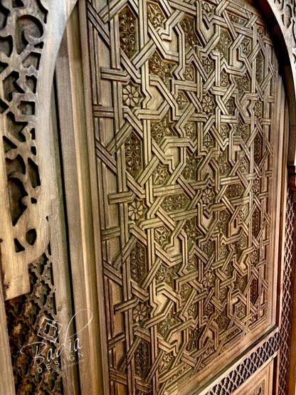 Stained Hand Carved Wooden Door