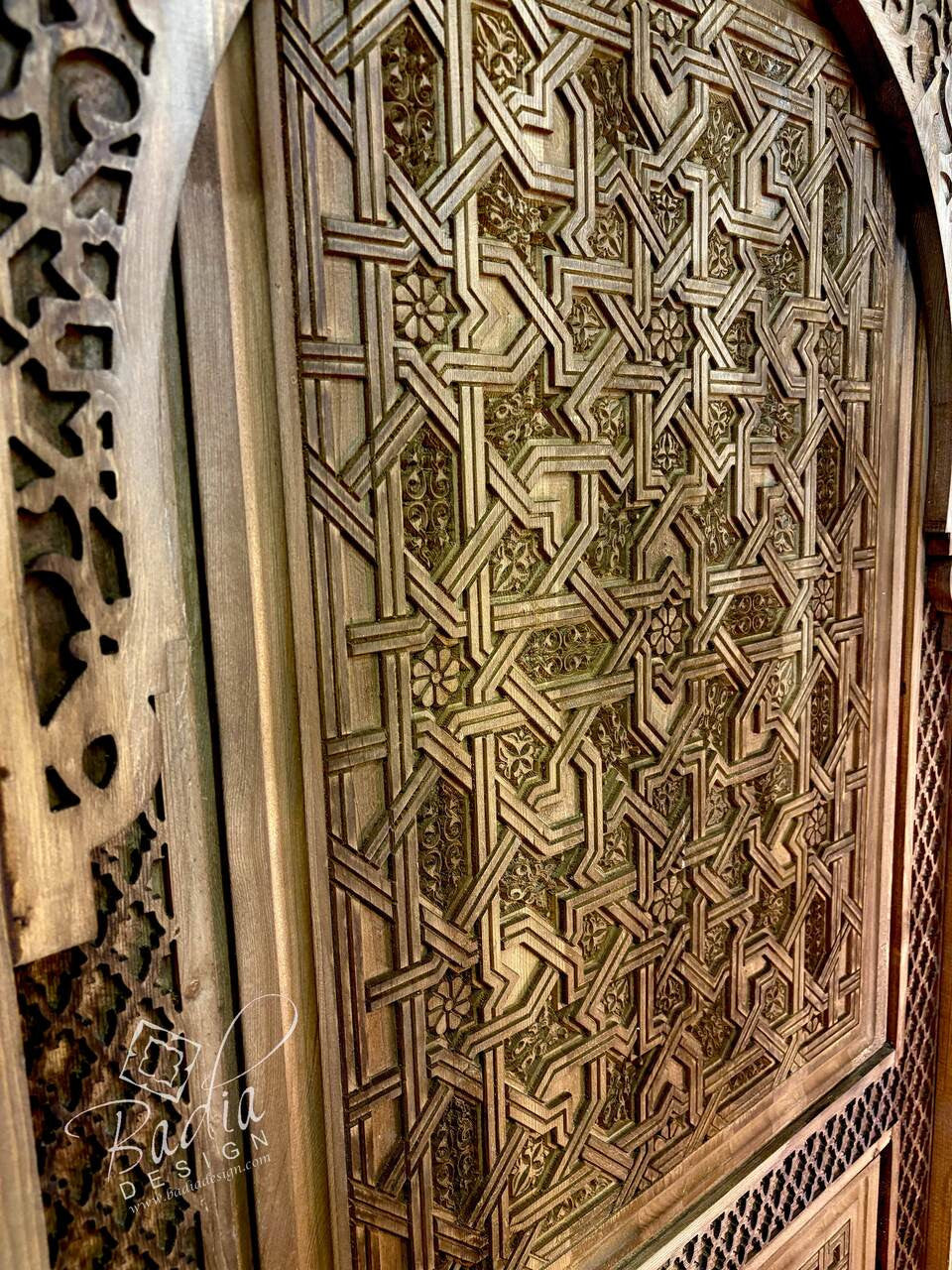 Stained Hand Carved Wooden Door