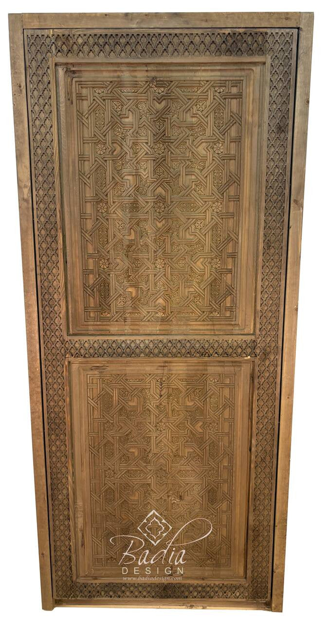 Stained Hand Carved Wooden Door