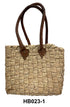 Moroccan Natural Color Handwoven Straw Handbag with Leather Handle