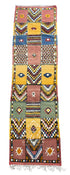 Multi-Color Moroccan Runner Rug with Patchwork Tribal Designs