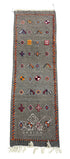 Charcoal Gray Moroccan Runner Rug with Tribal Motifs