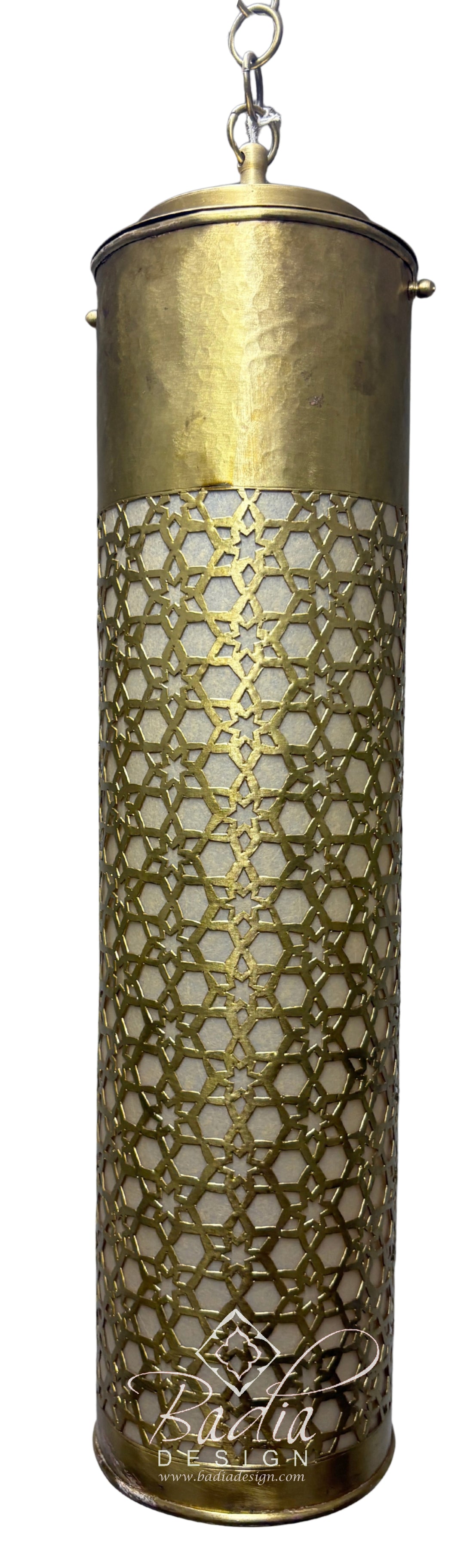 Tall Brass Cylindrical Shaped Light Fixture