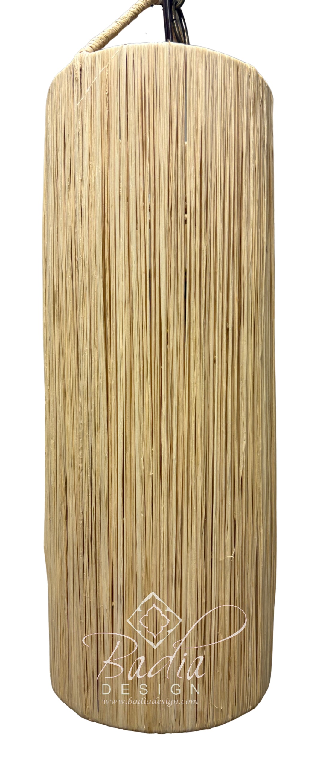 Tall Cylindrical Shape Raffia Lantern