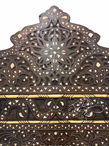 Tall Hand Carved Mirror with Mother of Pearl Inlay