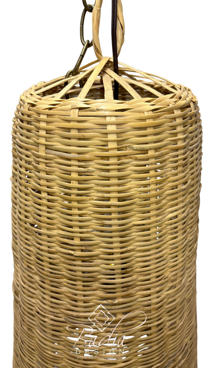 Tall Tapered Cylindrical Shaped Raffia Lantern