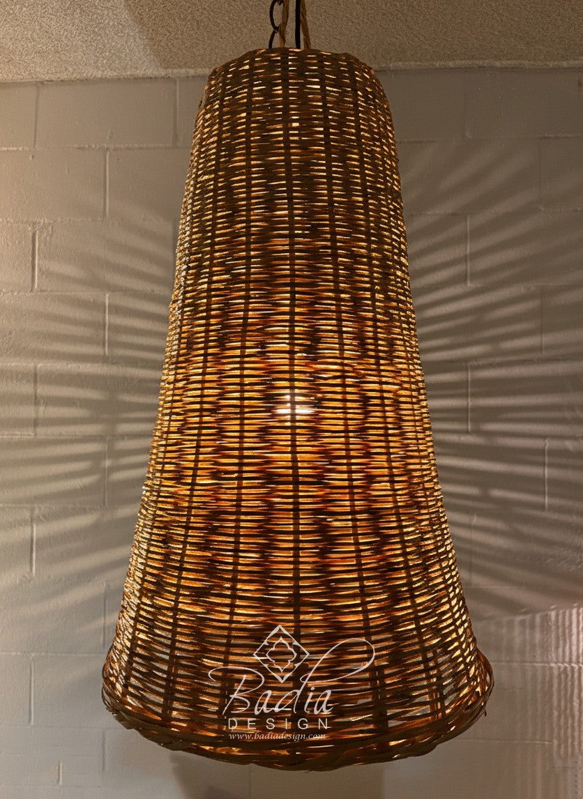 Tall Tapered Cylindrical Shaped Raffia Lantern