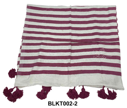 Handwoven Throw Blankets with Pom-Poms