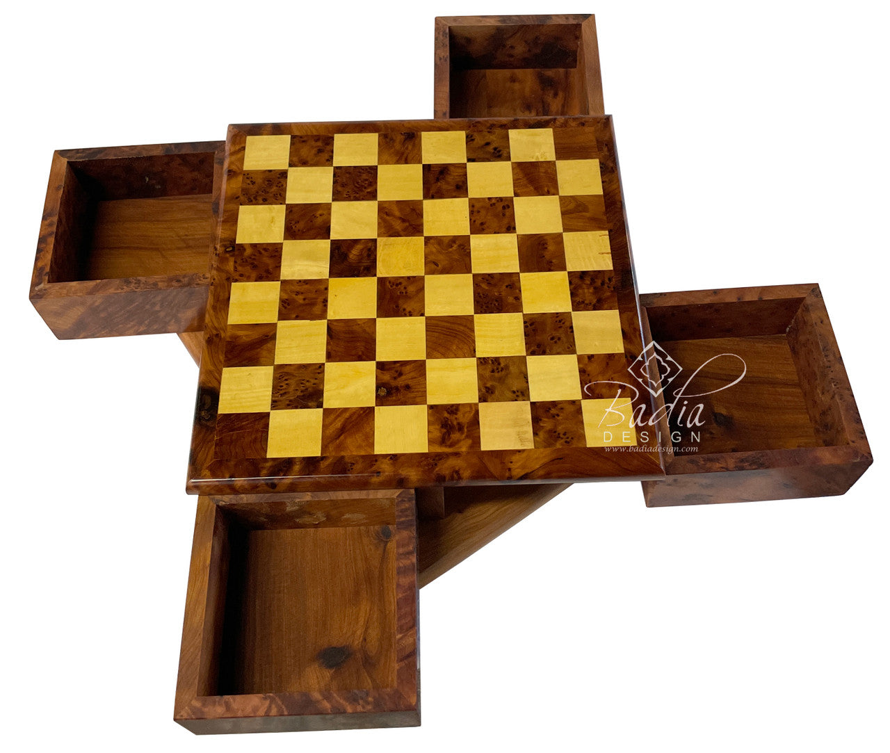 Thuya Wood Puzzle Box with Four Storage Compartments