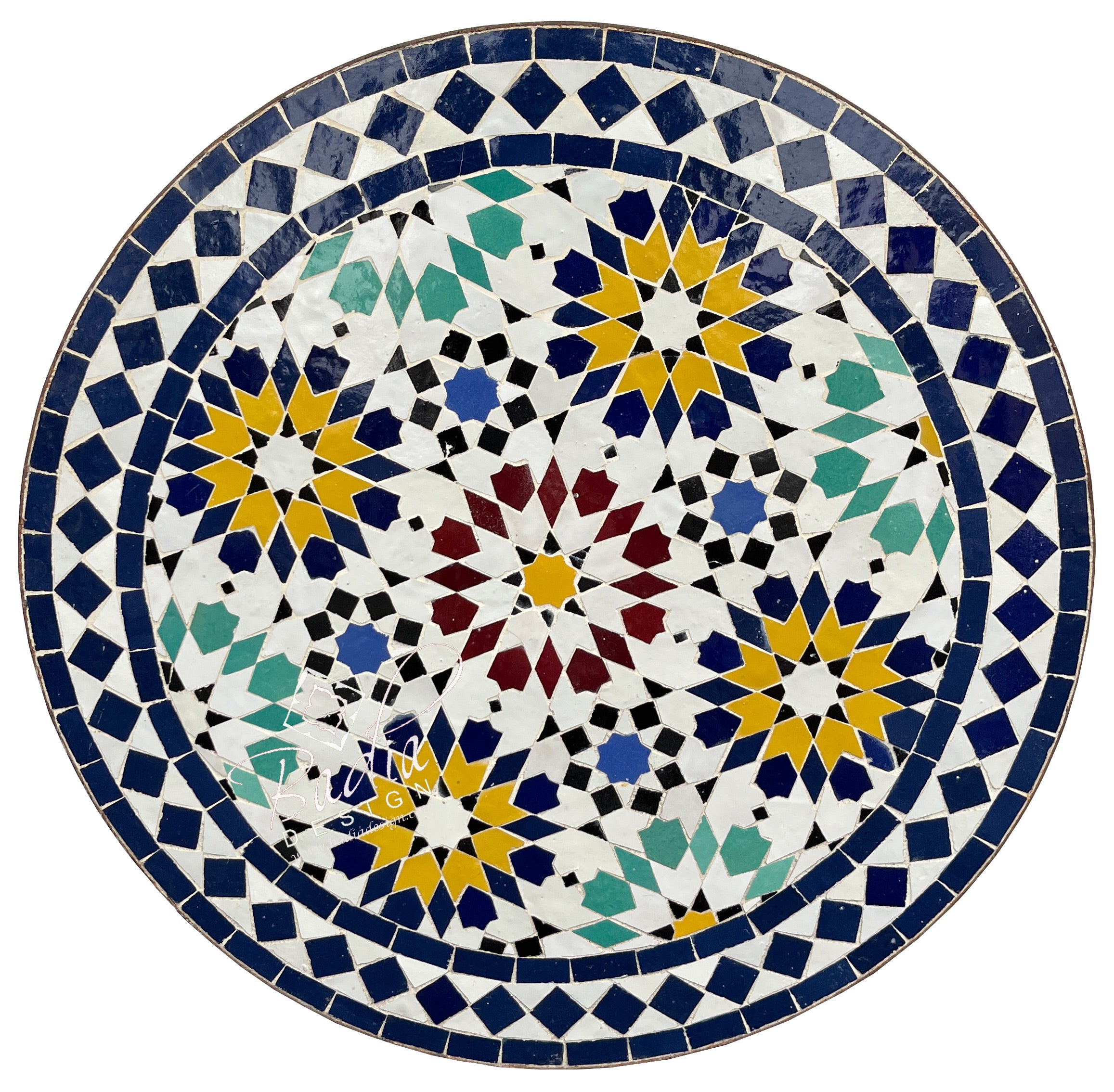 24" Multi-Color Round Tile Table Top
