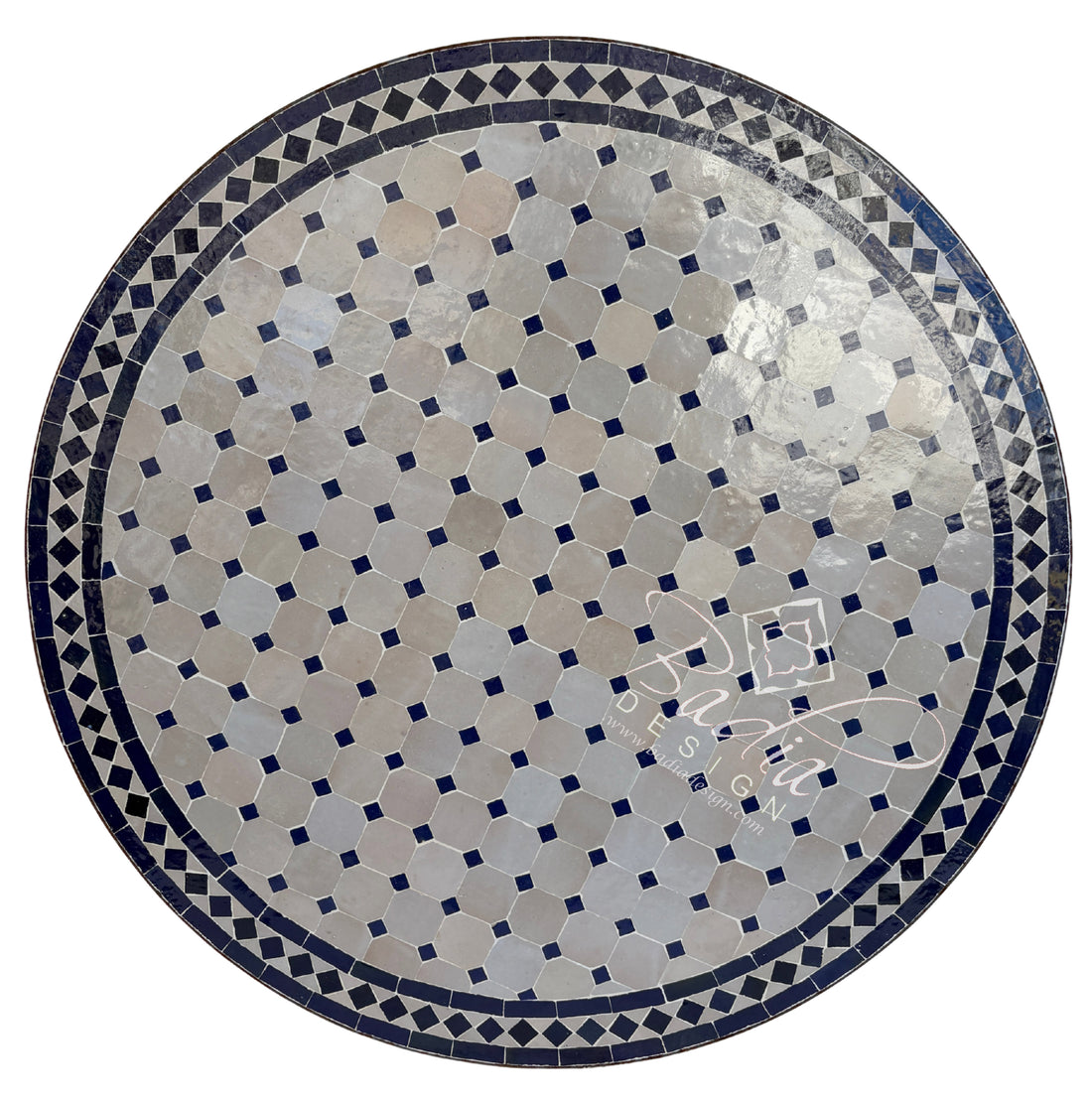 36" Moroccan Blue and Beige Tile Table Top