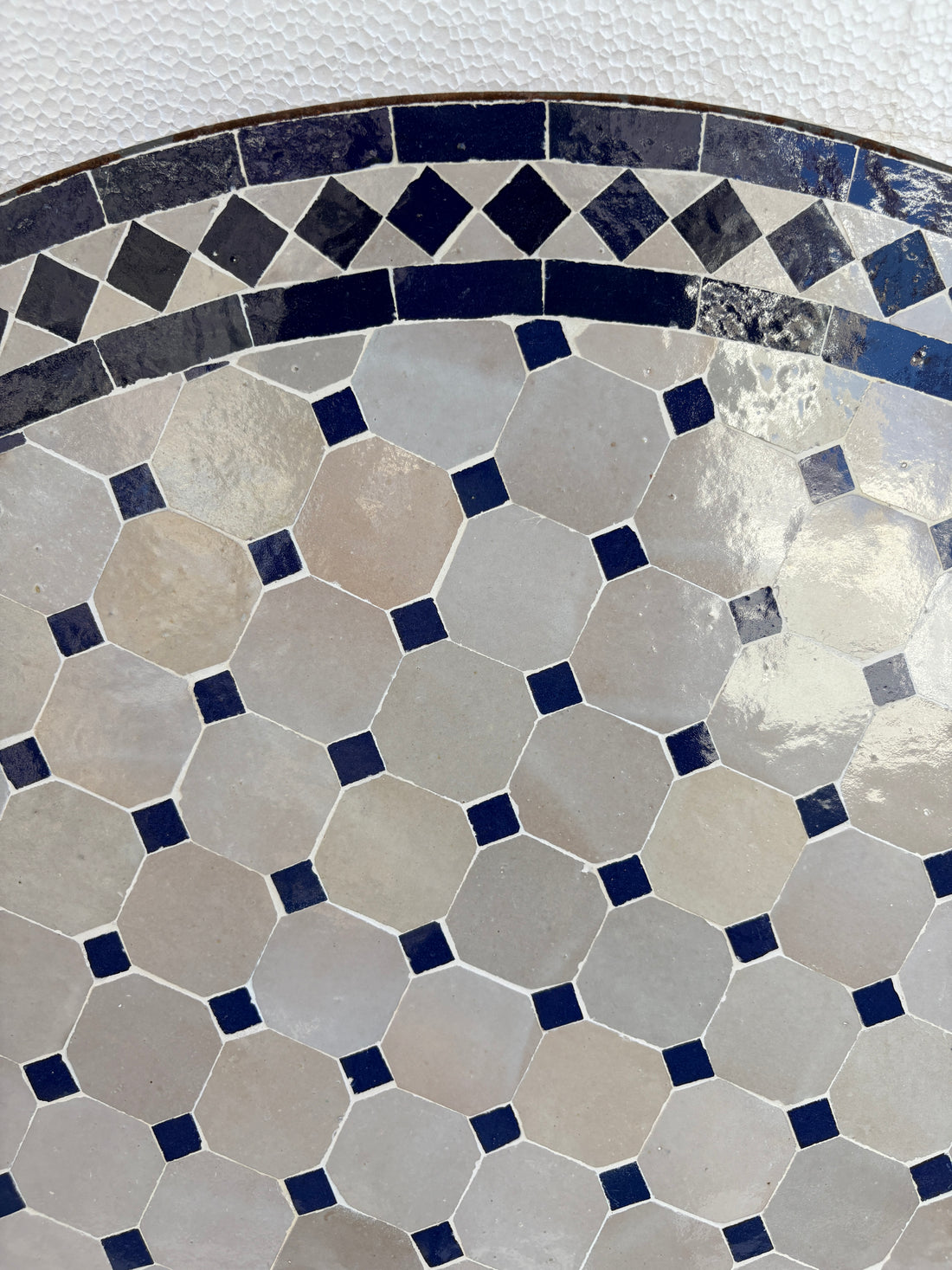 36" Moroccan Blue and Beige Tile Table Top
