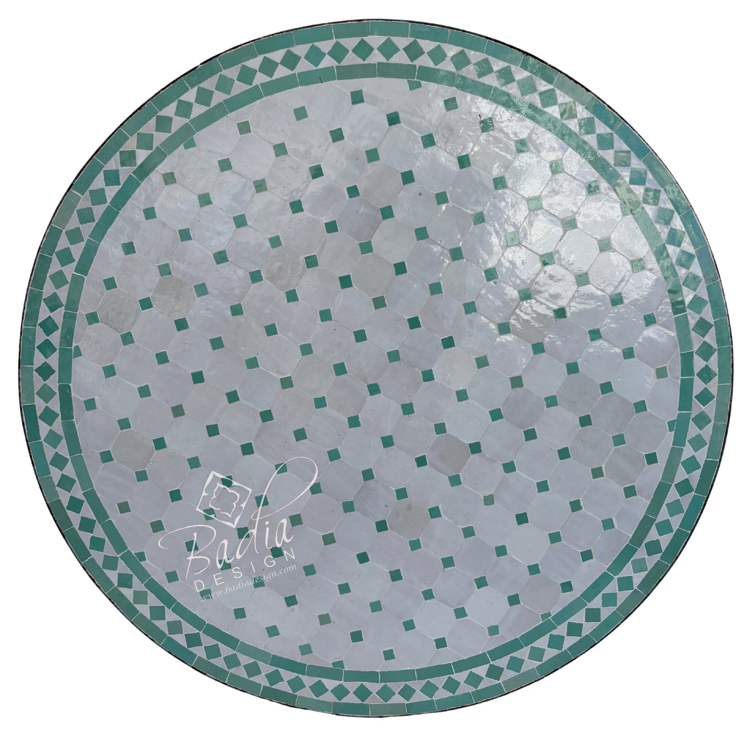 36" Light Green Round Tile Table Top