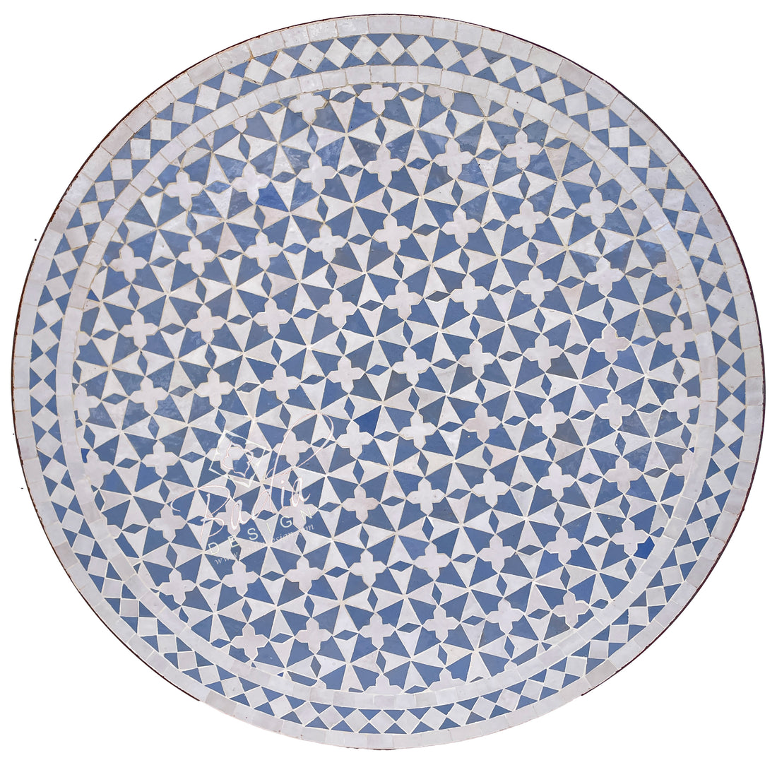 32" Blue and White Ceramic Tile Table Top