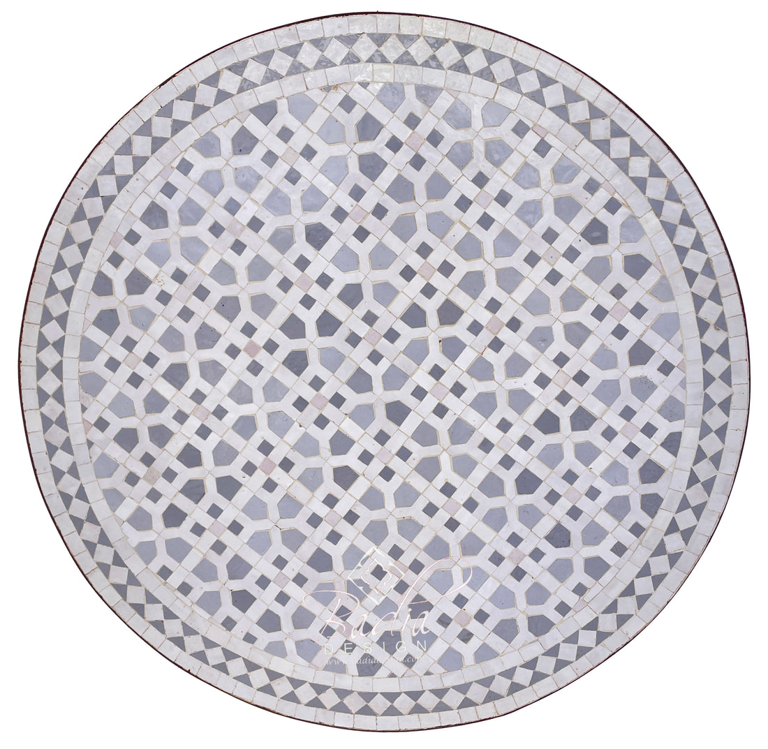 32" White and Gray Ceramic Tile Table Top