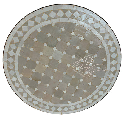 24" Round Beige and Off-White Tile Table Top