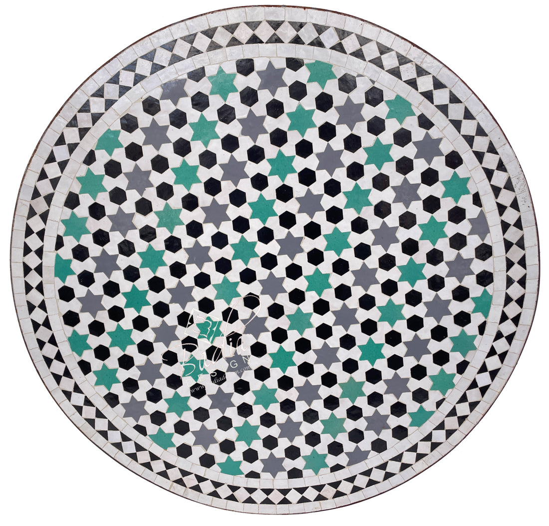 32" Multi-Color Ceramic Tile Table Top