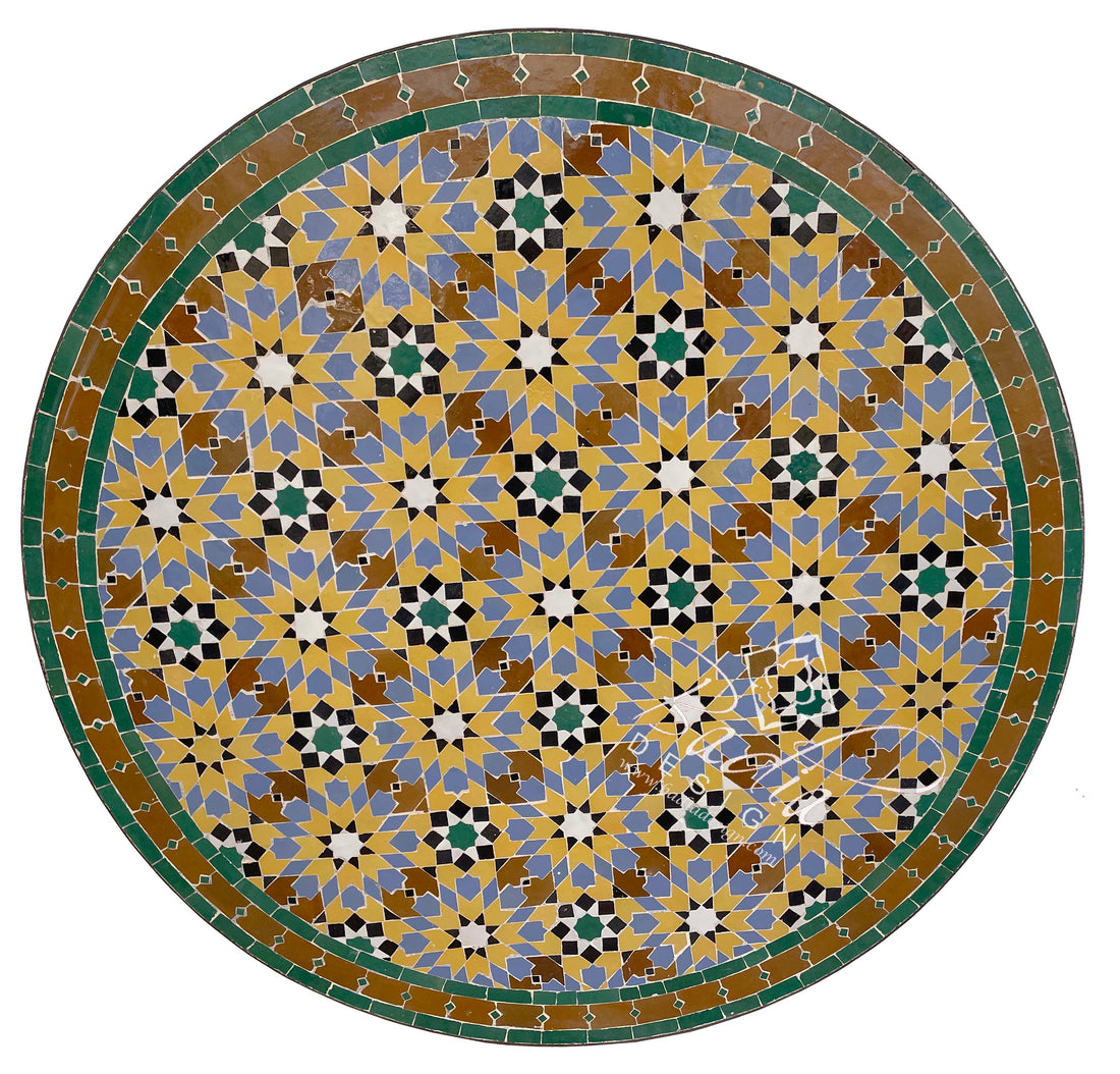 39" Round Moroccan Mosaic Tile Table Top