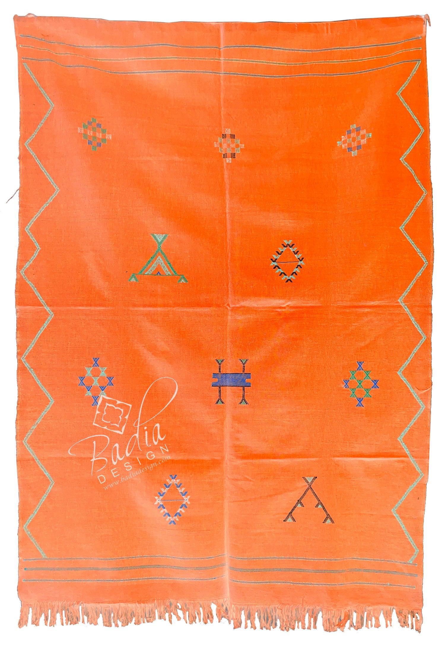 Orange Multi-Color Handmade Tribal Rug