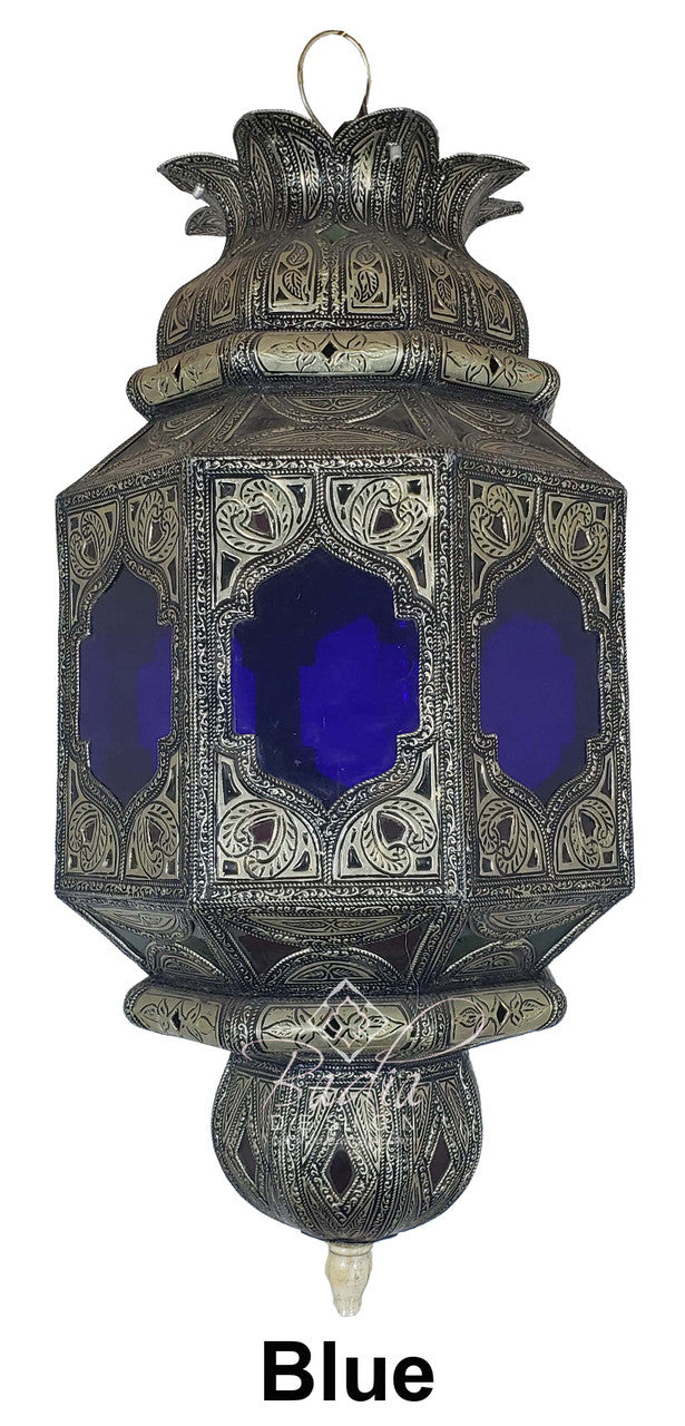 Vintage Silver Lanterns with Multi-Color Glass