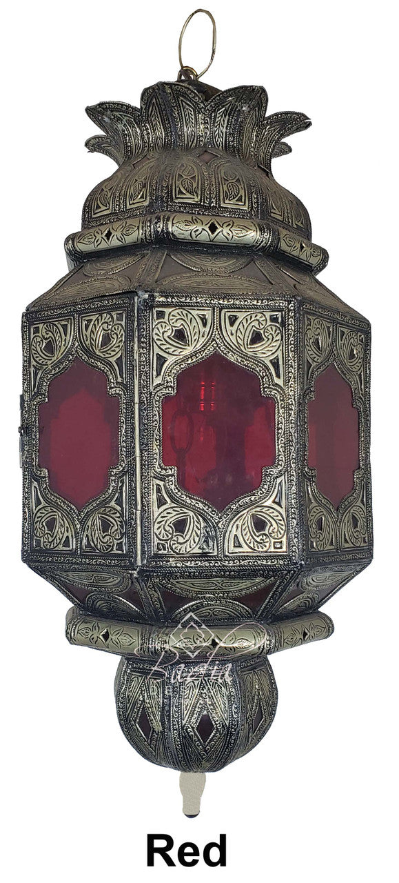 Vintage Silver Lanterns with Multi-Color Glass