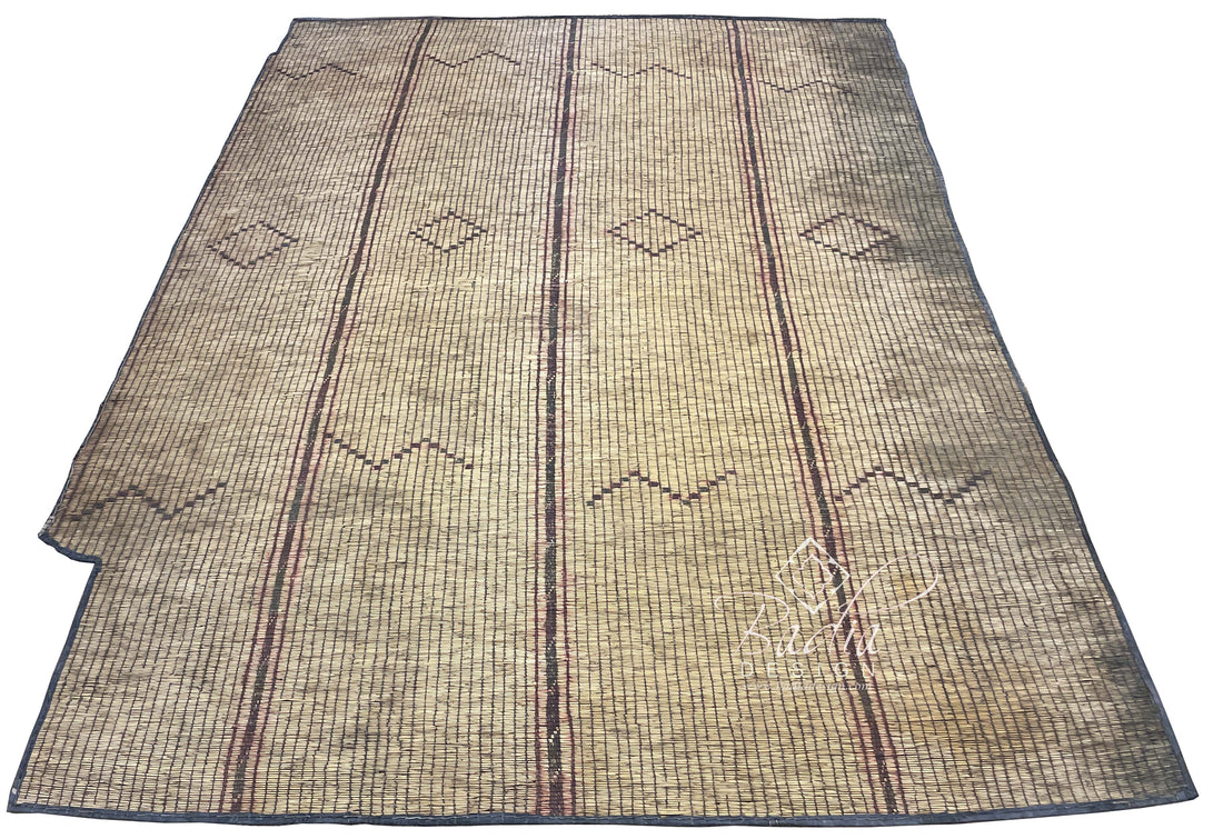 Vintage Handwoven Berber Straw Mat