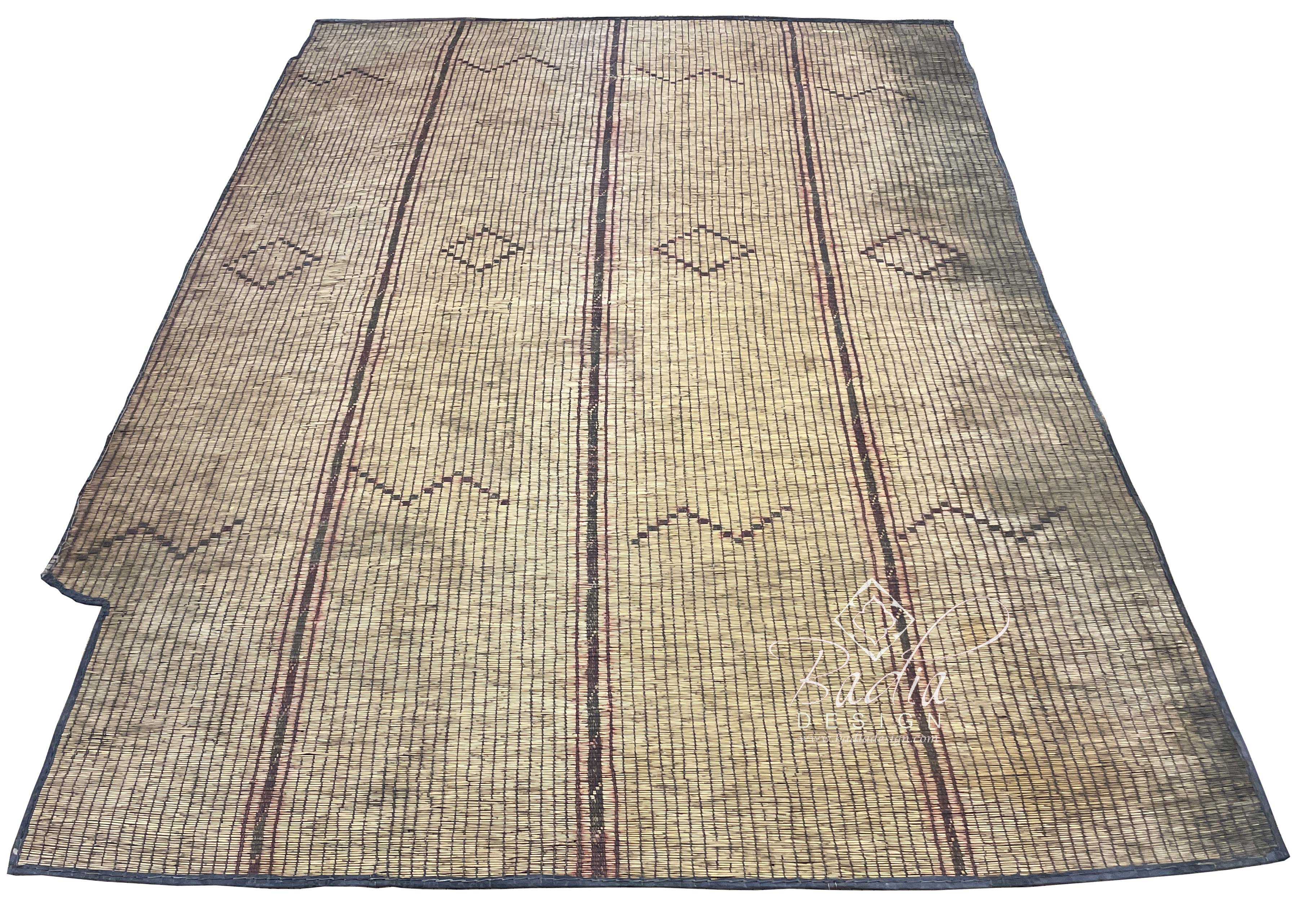 Vintage Handwoven Berber Straw Mat