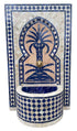 Blue Moroccan Mosaic Tile Water Fountain with Tree of Life Design