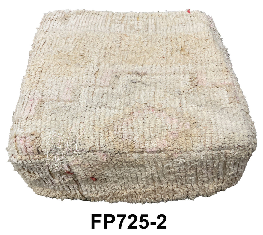Off-White Square Shaggy Wool Ottoman