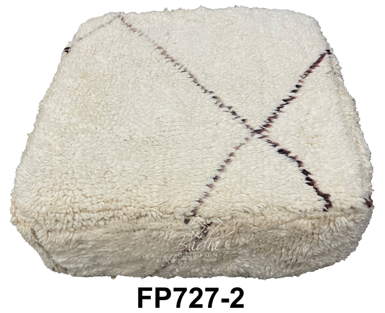 Off-White Square Shaggy Wool Ottoman