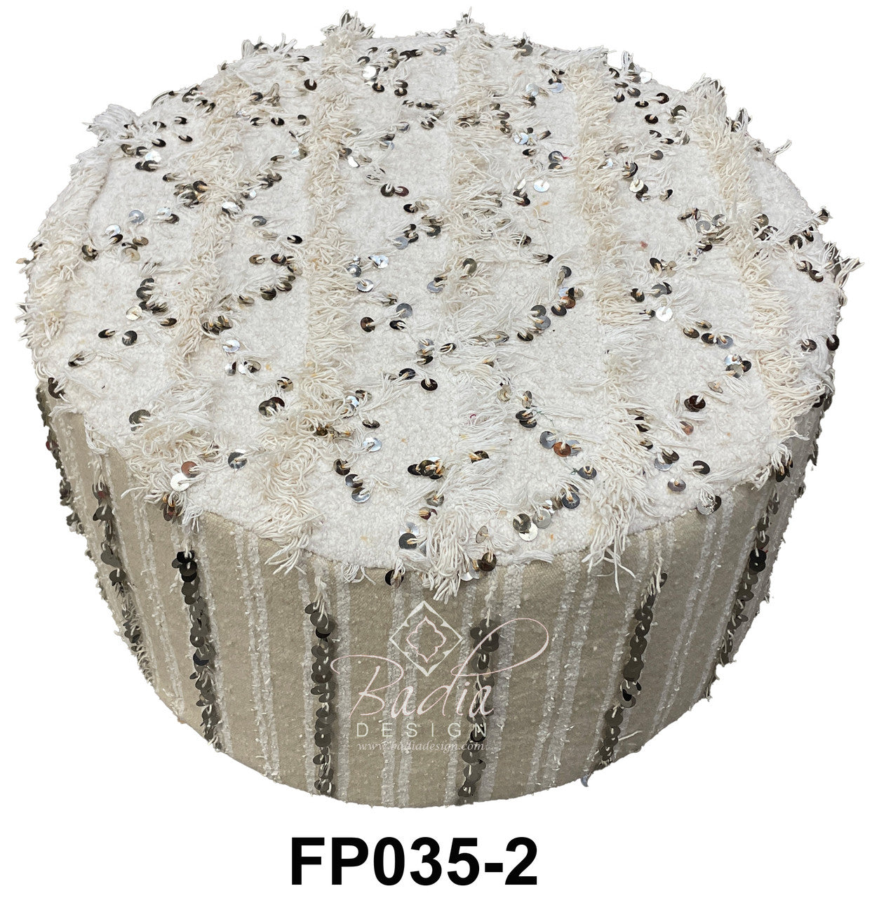 Square Wool Sequence Wedding Ottoman