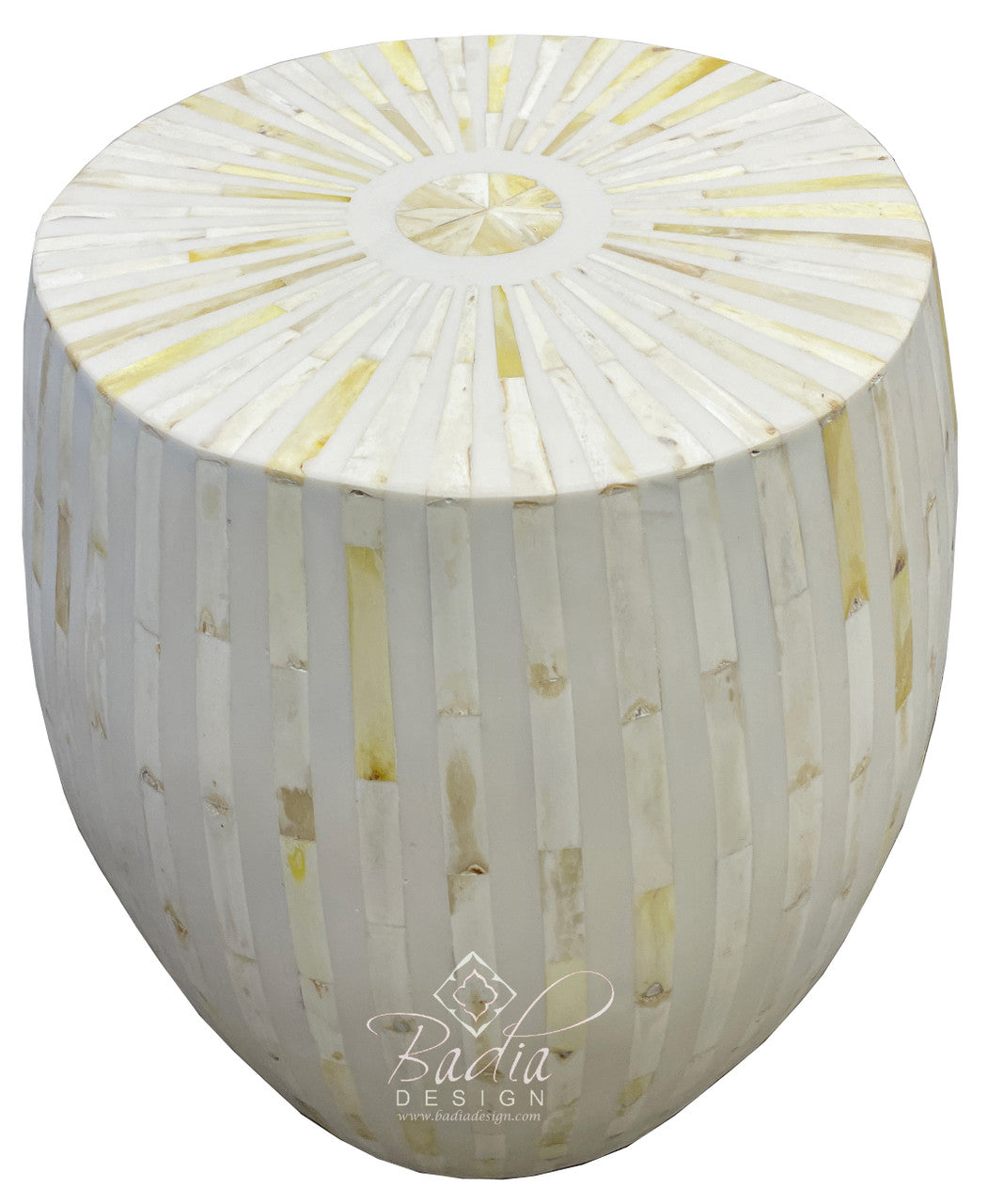 White Camel Bone Inlay Side Table