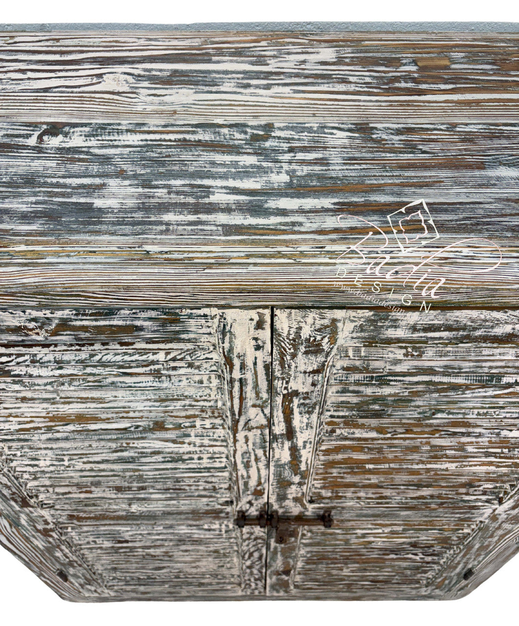 Handcrafted Moroccan Whitewash Cedar Wood Cabinet