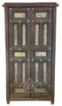 Handcrafted Moroccan Wooden Door with Ornate Metal Accents