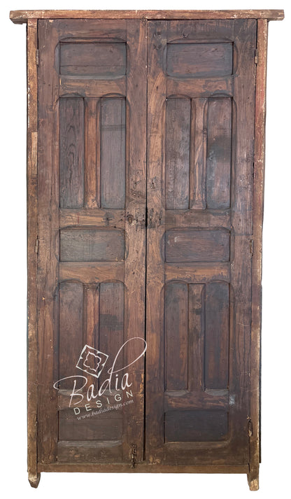 Handcrafted Wooden Door with Ornate Metal Accents