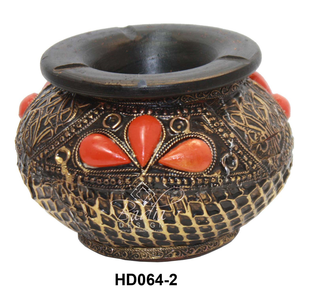 Embossed Metal and Bone Ashtray